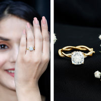 3 Carat Moissanite Cushion Cut Hidden Halo Engagement Rings