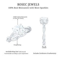 Cushion Cut Solitaire Moissanite Engagement Ring For Her
