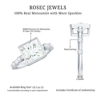 Bezel Set Moissanite Princess Cut Engagement Ring with Spaced Accent