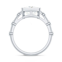 Bezel Set Moissanite Princess Cut Engagement Ring with Spaced Accent