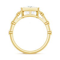 Bezel Set Moissanite Princess Cut Engagement Ring with Spaced Accent