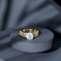 3 Carat Cushion Cut Moissanite Engagement Ring with Filigree Details