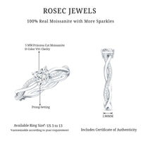 Princess Cut Moissanite Braided Engagement Ring for Women