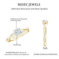 Princess Cut Moissanite Braided Engagement Ring for Women