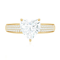 Certified Moissanite Heart Engagement Ring with Side Stones