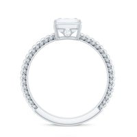 Emerald Cut Moissanite Engagement Ring with Twisted Rope Design