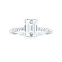 Emerald Cut Moissanite Engagement Ring with Twisted Rope Design