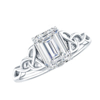 1.8 Carat Emerald Cut Moissanite Engagement Ring with Celtic Details
