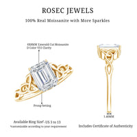1.8 Carat Emerald Cut Moissanite Engagement Ring with Celtic Details