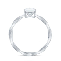 Emerald Cut Moissanite Solitaire Engagement Ring with Braided Band