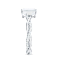 Emerald Cut Moissanite Solitaire Engagement Ring with Braided Band