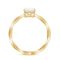 Emerald Cut Moissanite Solitaire Engagement Ring with Braided Band