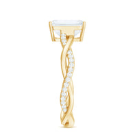 Emerald Cut Moissanite Solitaire Engagement Ring with Braided Band