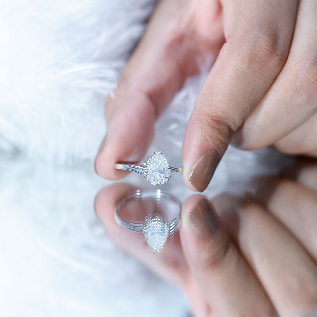 Pear Engagement Ring With Certified Moissanite