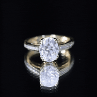 Certified Moissanite Oblong Engagement Ring in Double Prong Setting