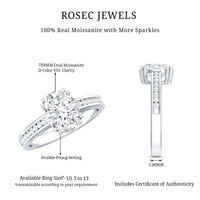 Certified Moissanite Oblong Engagement Ring in Double Prong Setting