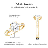 Certified Moissanite Oblong Engagement Ring in Double Prong Setting