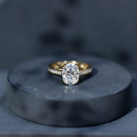 Certified Moissanite Oblong Engagement Ring in Double Prong Setting