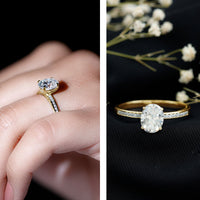 2 Carat Solitaire Moissanite Oval Engagement Ring with Channel Set Side Stones