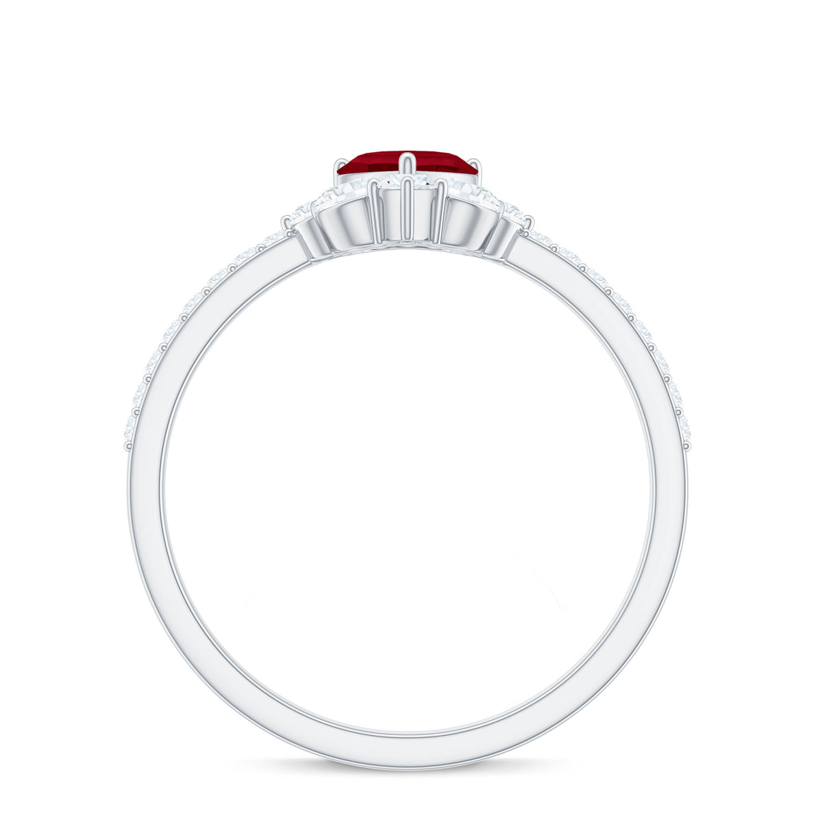 Natural 0.6 carat ruby heart promise ring with diamond accents for women, crafted by Rosec Jewels.