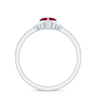 Natural 0.6 carat ruby heart promise ring with diamond accents for women, crafted by Rosec Jewels.