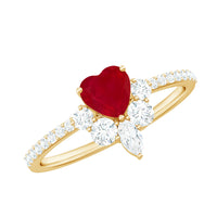Natural 0.6 carat ruby heart promise ring with diamond accent for women, featuring Rosec Jewels' elegant ring design.