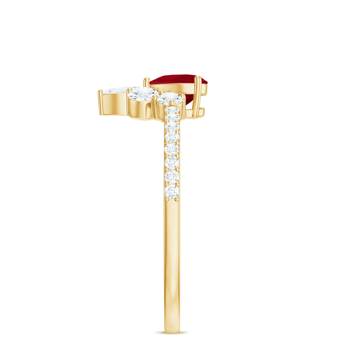 Natural 0.6 carat ruby heart promise ring with diamond accents for women, featuring Rosec Jewels' elegant ring design.