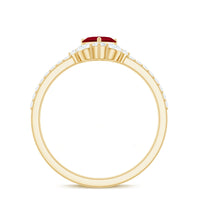 Natural 0.6 carat ruby heart promise ring with diamond accents for women by Rosec Jewels, featuring a delicate gold band.