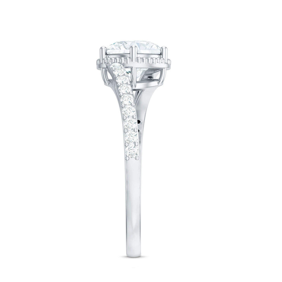 Round cut solitaire zircon bypass engagement ring by Rosec Jewels featuring a sleek, modern design and sparkling central stone.