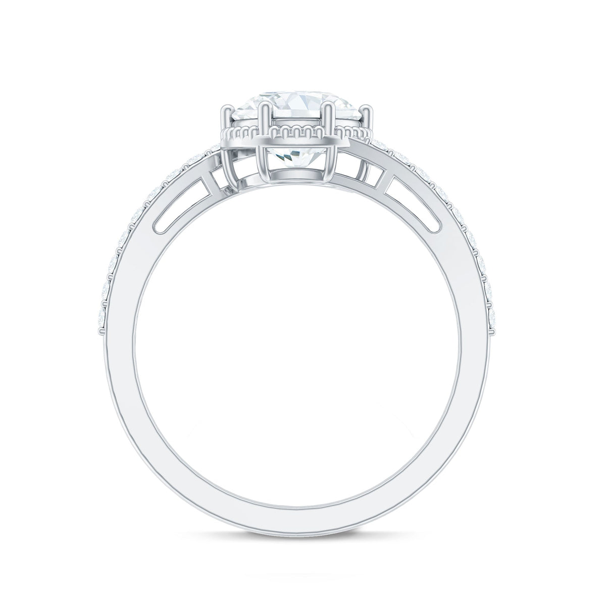 Round cut solitaire zircon bypass engagement ring from Rosec Jewels, featuring a sleek design and sparkling central stone.