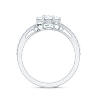 Round cut solitaire zircon bypass engagement ring from Rosec Jewels, featuring a sleek design and sparkling central stone.