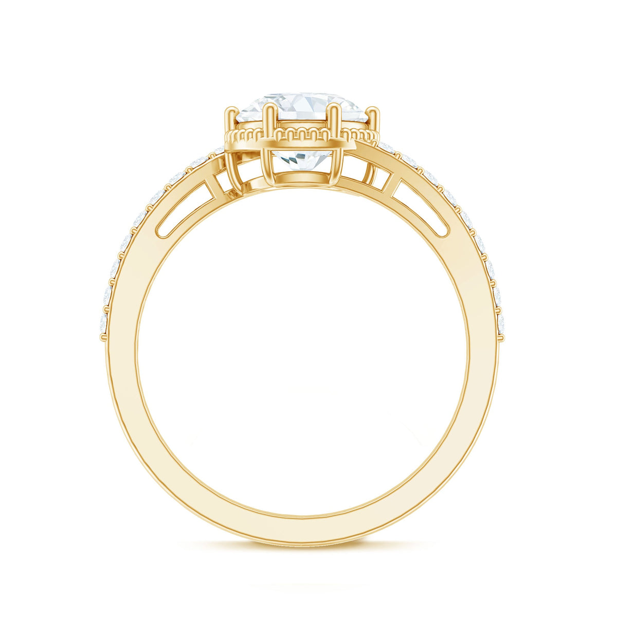 Round cut solitaire zircon bypass engagement ring by Rosec Jewels featuring a sleek band and sparkling central stone.