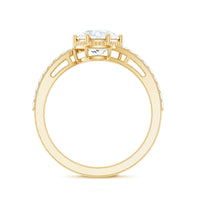 Round cut solitaire zircon bypass engagement ring by Rosec Jewels featuring a sleek band and sparkling central stone.