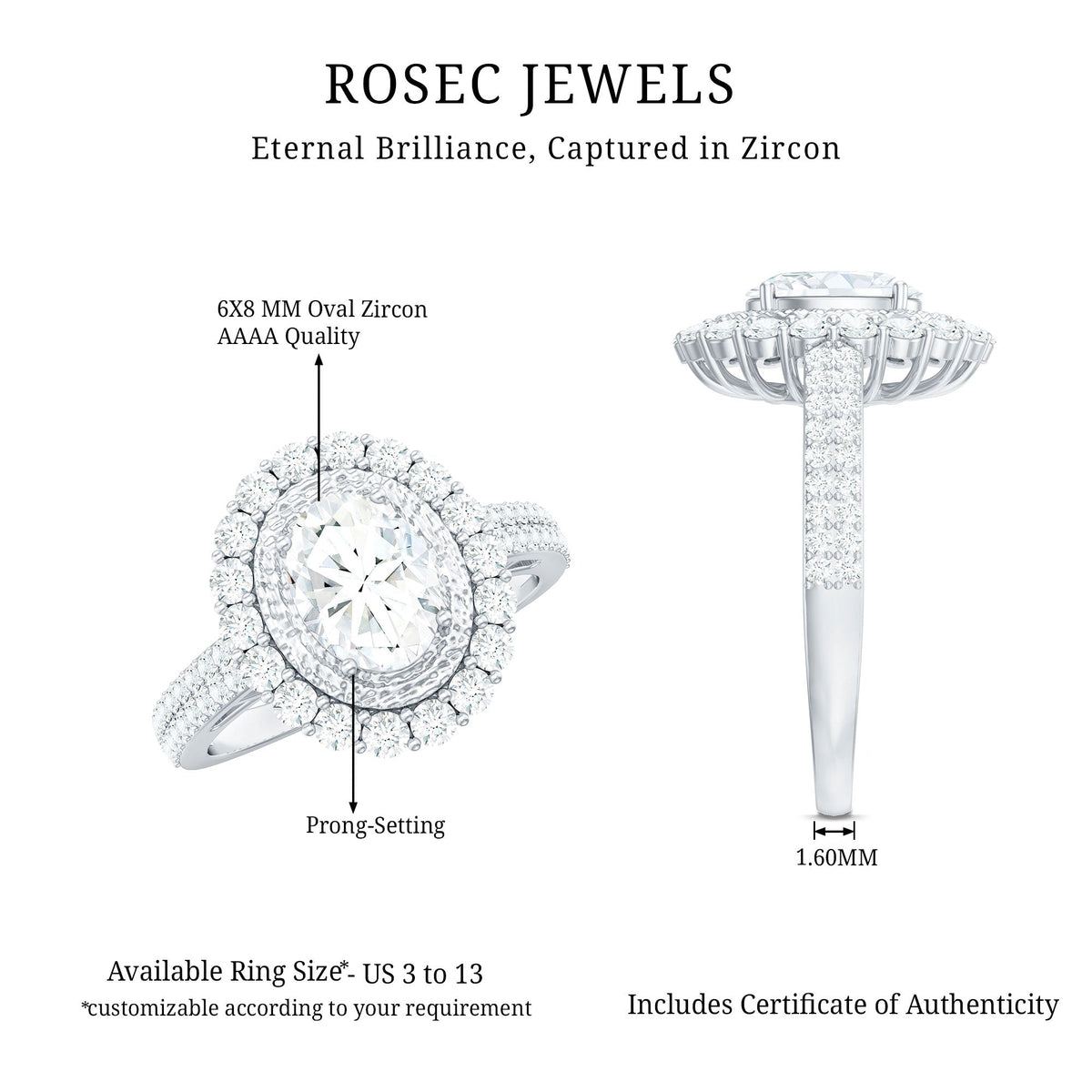 3.25 CT Vintage Inspired Zircon Oval Engagement Ring