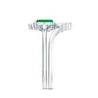Natural Emerald Diamond Emerald Cut Engagement Ring and Wedding Band Set