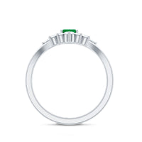 Natural Emerald Diamond Emerald Cut Engagement Ring and Wedding Band Set