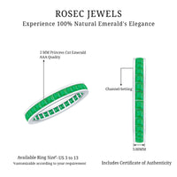 Channel Set Princess Cut Emerald Eternity Band Ring