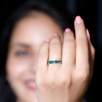 Channel Set Princess Cut Emerald Eternity Band Ring