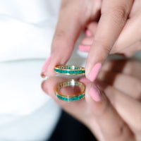 Channel Set Princess Cut Emerald Eternity Band Ring