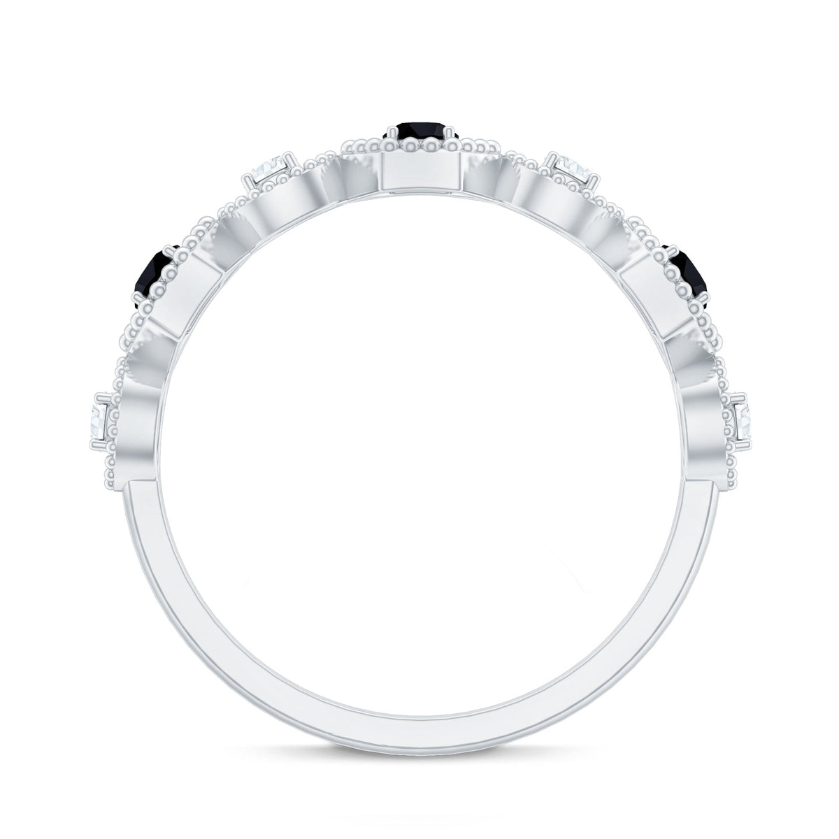 Certified Lab Grown Black and White Diamond Half Eternity Ring