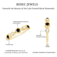 Certified Lab Grown Black and White Diamond Half Eternity Ring