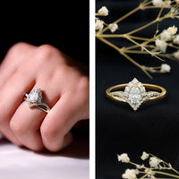 Pear-shaped 0.79 carat moissanite engagement ring by Rosec Jewels featuring a sparkling, elegant design.