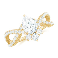 Pear cut cubic zirconia crossover engagement ring by Rosec Jewels featuring two carats of sparkling stones.