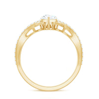 Pear cut cubic zirconia crossover engagement ring in silver-tone metal, showcasing elegant design and sparkling stones.