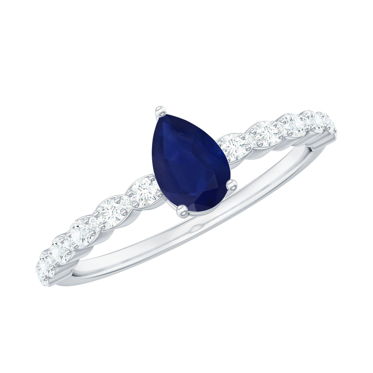 Minimal blue sapphire solitaire promise ring with diamond, crafted by Rosec Jewels, featuring a sleek blue sapphire centerpiece.