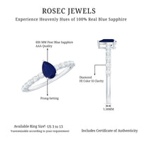 Rosec Jewels 1 CT blue sapphire solitaire promise ring with diamond, featuring a sleek band and elegant gemstone setting.
