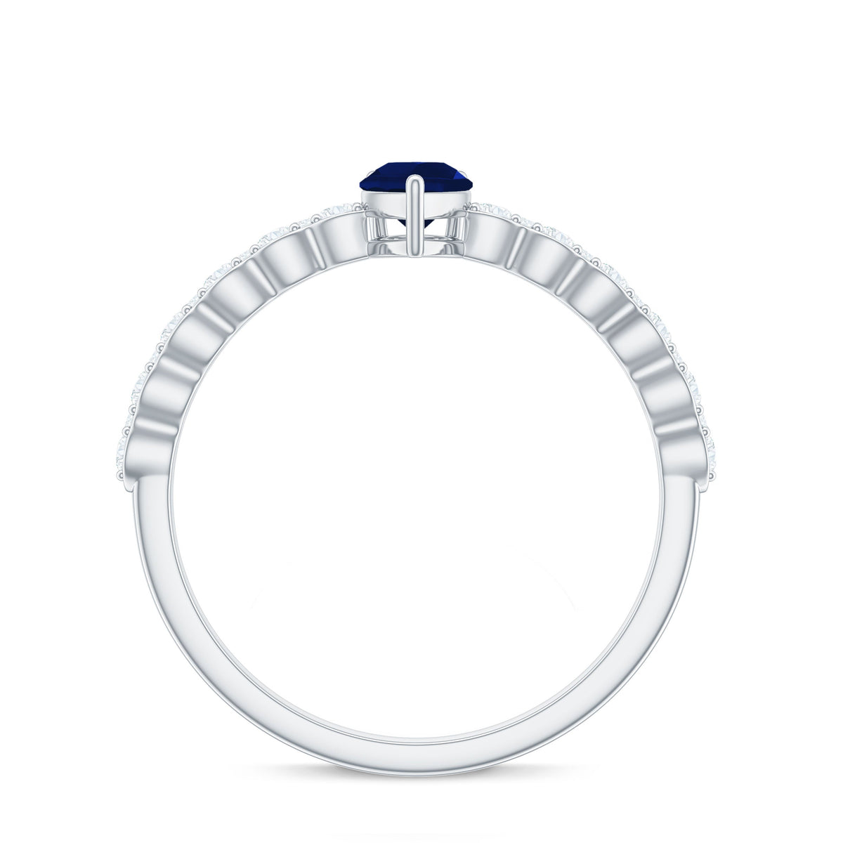 Minimal blue sapphire solitaire promise ring with diamond, featuring a sleek band and elegant gemstone setting by Rosec Jewels.