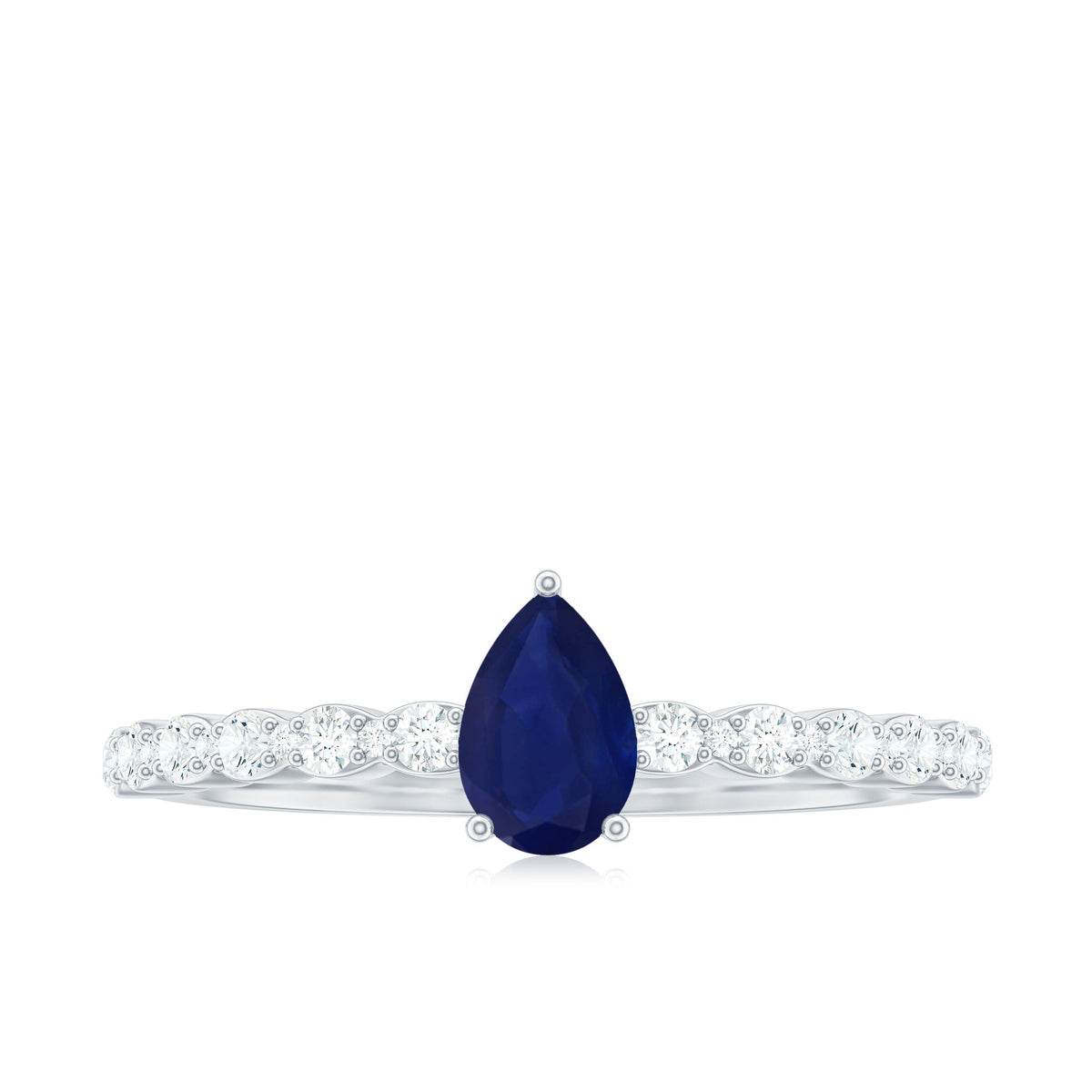 Minimal blue sapphire solitaire promise ring with diamond by Rosec Jewels, featuring a sleek design and a central blue sapphire gemstone.