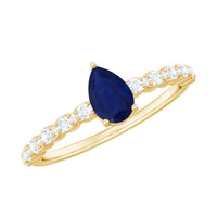 Minimal blue sapphire solitaire promise ring with diamond by Rosec Jewels, featuring a sleek design and sparkling gemstone centerpiece.