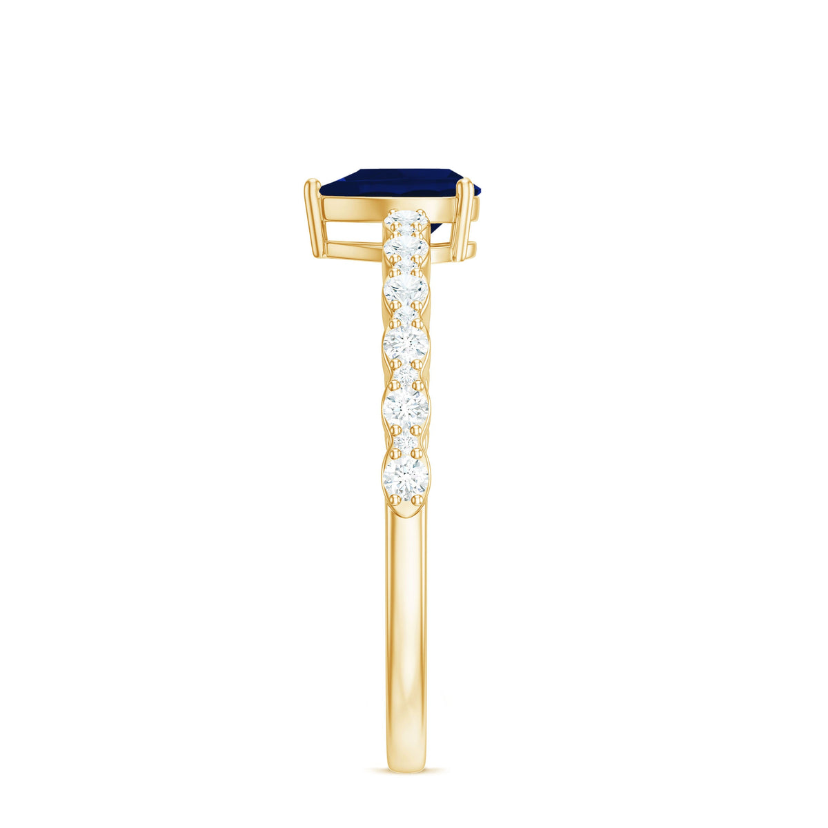 Minimal blue sapphire solitaire promise ring with diamond, featuring a sleek band and elegant design from Rosec Jewels.